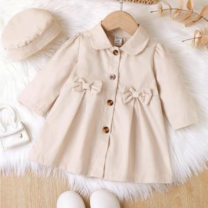 Beautiful little beige rain Cotten coat & hat size 12-18 months